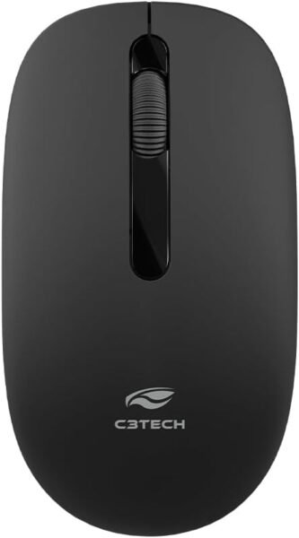 C3Tech Mouse Sem Fio M-W15BK, Preto, Wifi 2.4Ghz, 1200DPI, Ambidestro, 3 Botoes, Windows, MAC OS,LINUX, CHROME